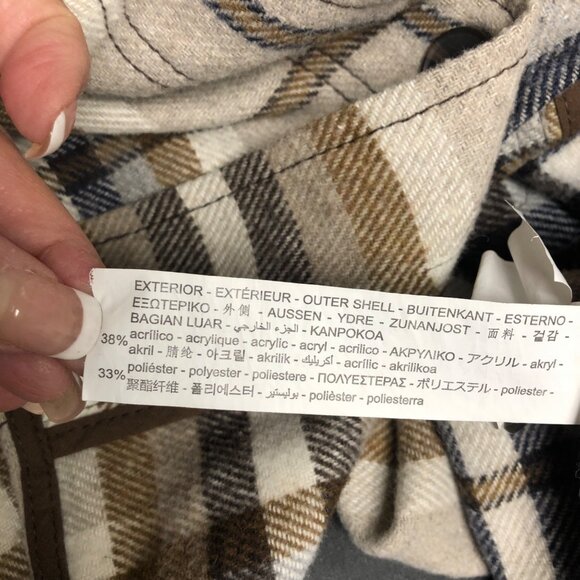 Zara Flannel Shirt Womens Size XS Beige Brown Plaid Button Down Shacket Casual - Picture 8 of 10